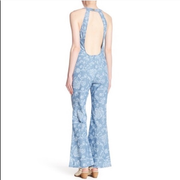 Free People Floral Blue Jumpsuit Romper - Picture 2 of 6